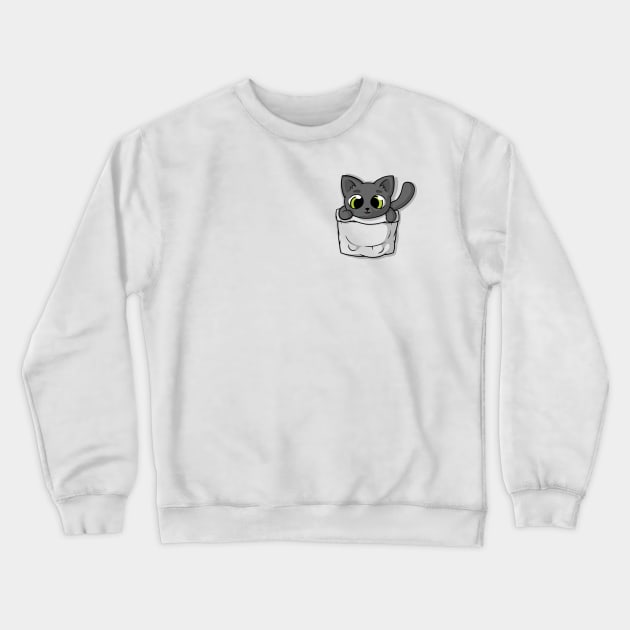 Cute Black Pocket Cat Crewneck Sweatshirt by Beka